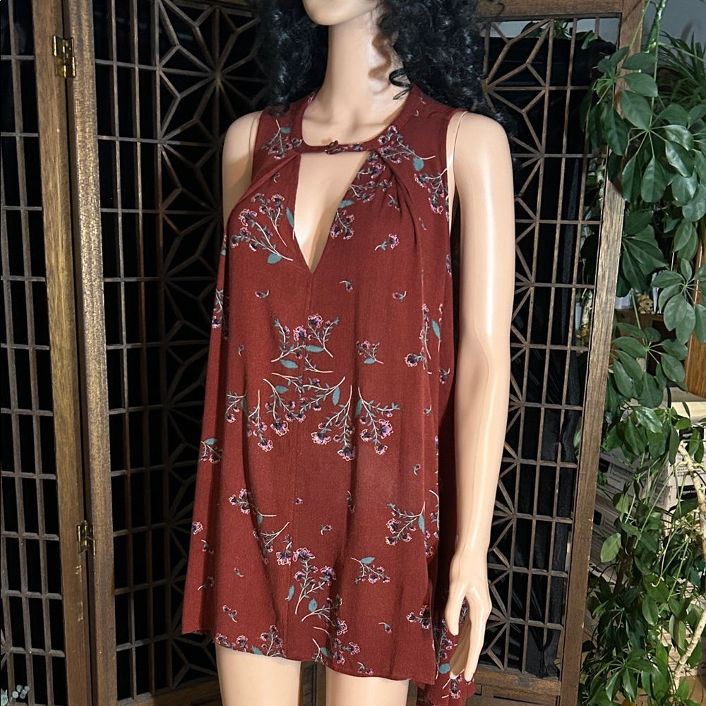 FREE PEOPLE BURGUNDY MINI DRESS XS